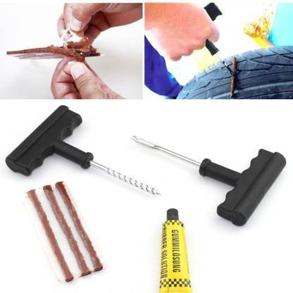 Tubeless Tyre Puncture Repair Kit – Complete Set for Cars & Bikes