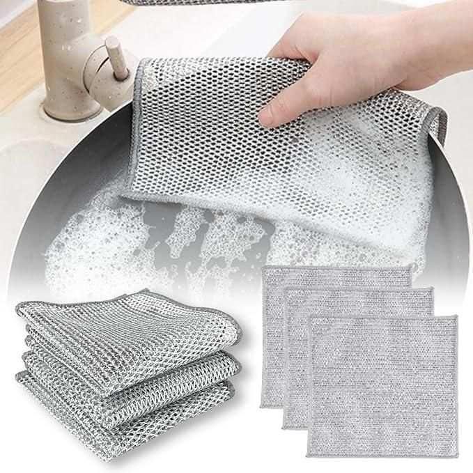 Multipurpose Wire Dishwashing Rags for Wet and Dry (Pack of 10)