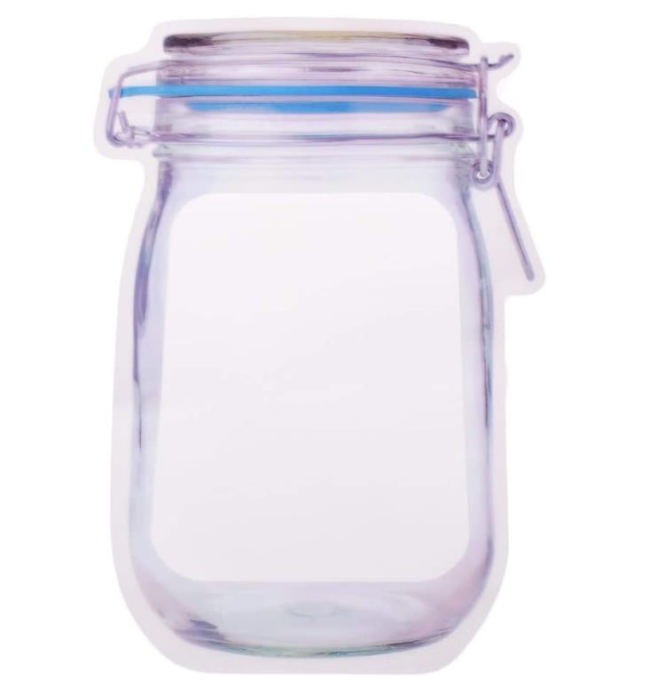 1075 Reusable Airtight Seal Plastic Food Storage Mason Jar Zipper (1000ml) - DeoDap