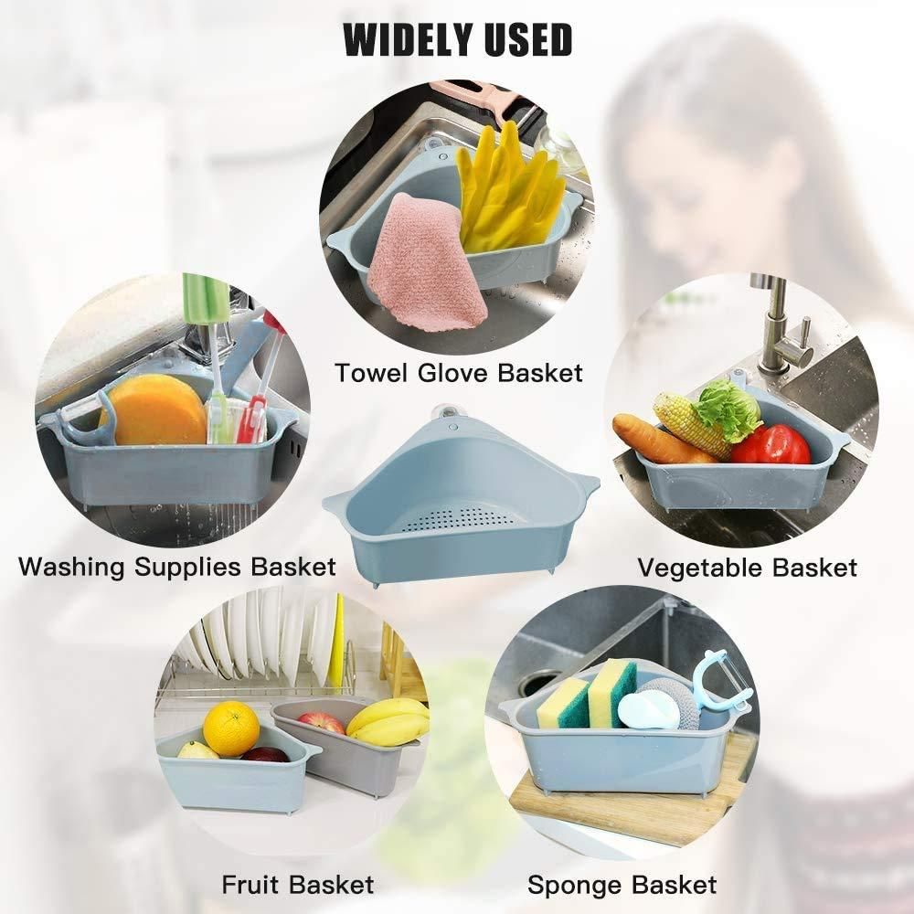 Kitchen Sink- Triangular Multifunctional Drain Shelf Sink Corner Tray