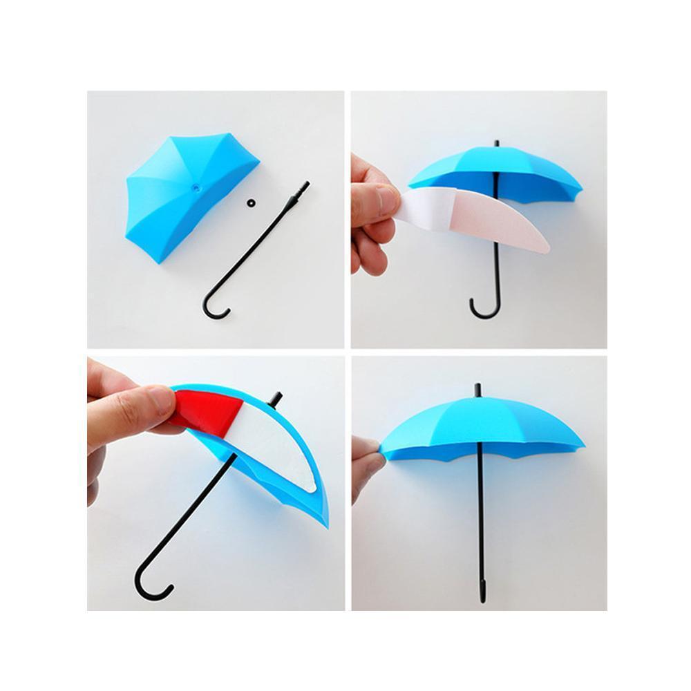 0486_3pcs/set Cute Umbrella Wall Mount Key Holder Wall Hook Hanger Organizer Durable Wall hooks bathroom kitchen Umbrella Wall Hook - DeoDap