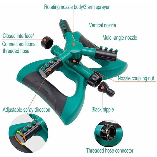 360° Rotation Lawn Sprinkler (1 Year Warranty Card Included Inside)