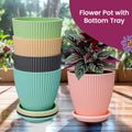Plastic Flower Pot Set – 5 Durable Planters with Trays
