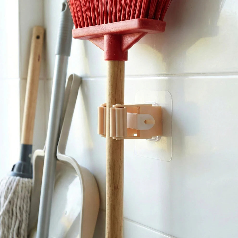 Mop & Broom Holder Clip – Strong Self-Adhesive Wall Mount