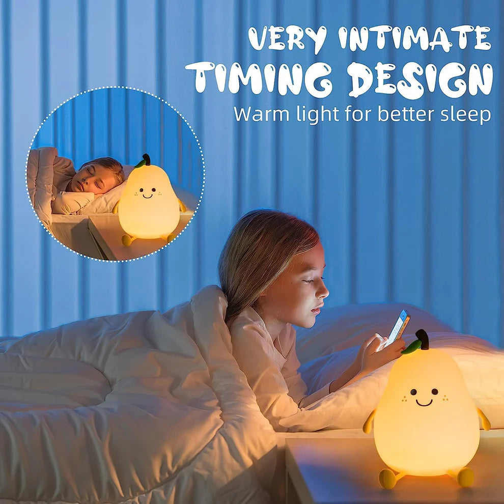 Pear Silicone Night Lamp – Multi-Color LED & Touch Control