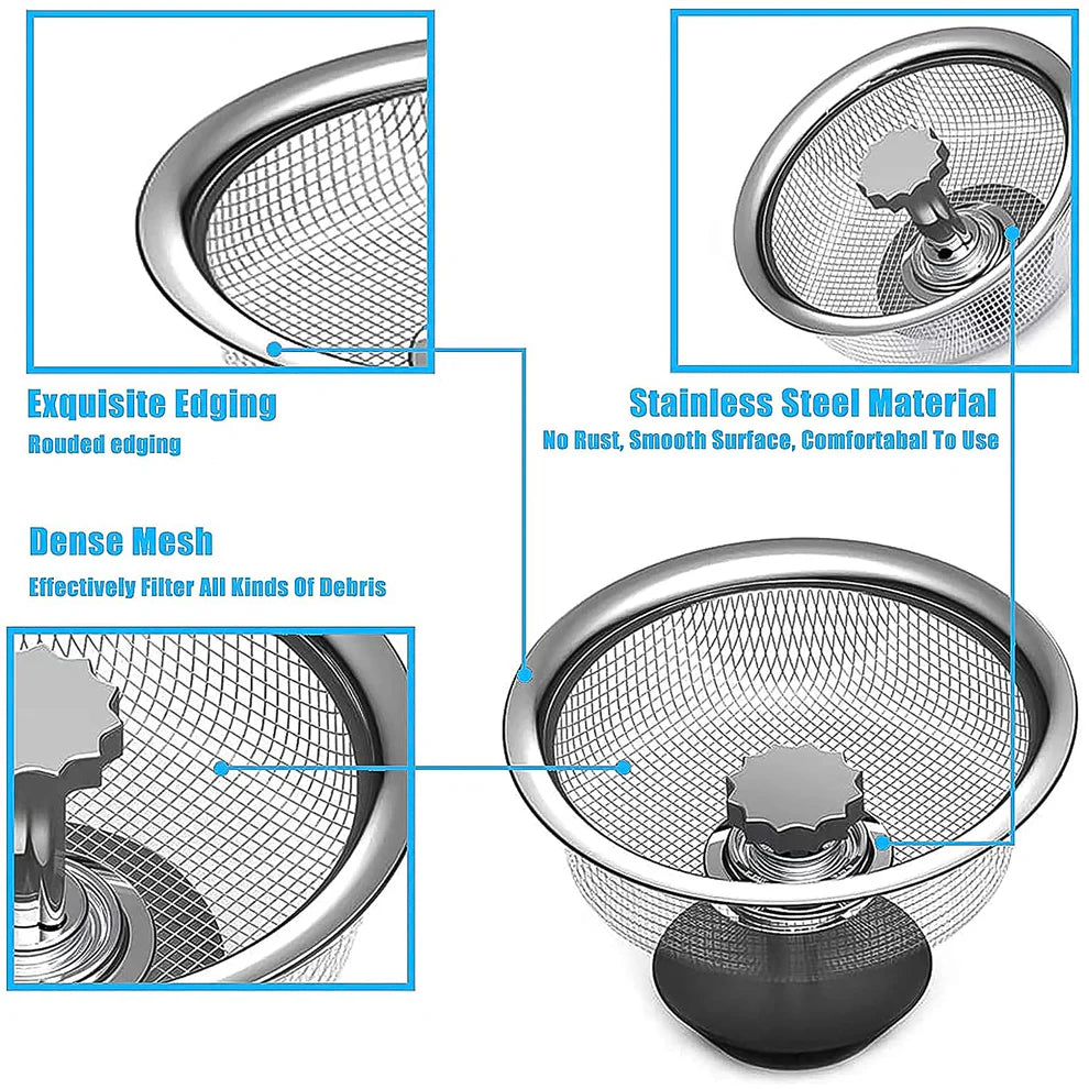 Stainless Steel Sink Strainer – Adjustable Stopper