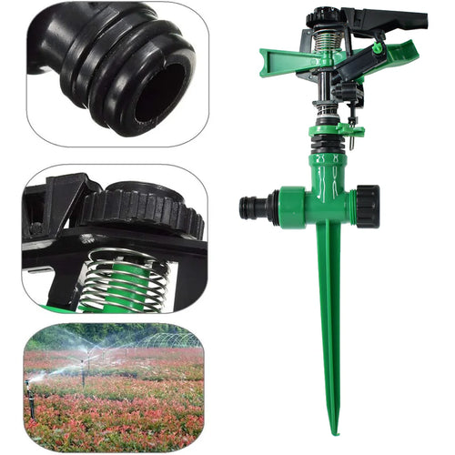 360-Degree Rotating Garden Impact Sprinkler – Adjustable Water Coverage