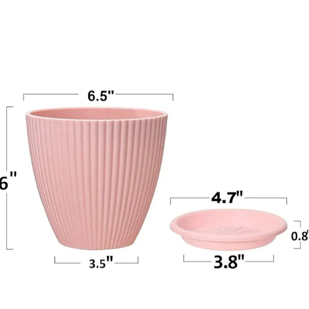 Plastic Flower Pot Set – 5 Durable Planters with Trays