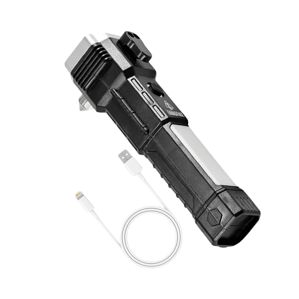 Indo Glow Rechargeable LED Torch – Emergency Hammer & Glass Cutter