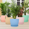 Plastic Flower Pot Set – 5 Durable Planters with Trays