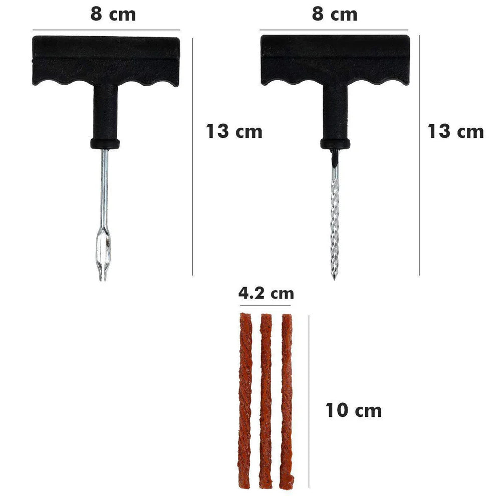 Tubeless Tyre Puncture Repair Kit – Complete Set for Cars & Bikes