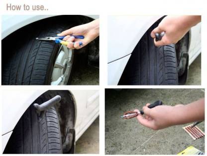 Tubeless Tyre Puncture Repair Kit – Complete Set for Cars & Bikes