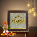 7 Horses Raw Pyrite Frame for Success & Wealth | Vastu-Approved Seven Horses with Natural Pyrite Stones for Career Growth
