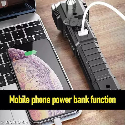 Indo Glow Rechargeable LED Torch – Emergency Hammer & Glass Cutter