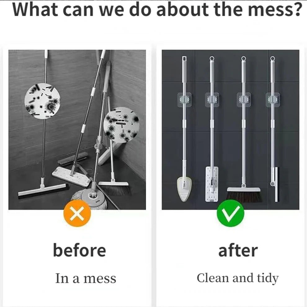 Mop & Broom Holder Clip – Strong Self-Adhesive Wall Mount