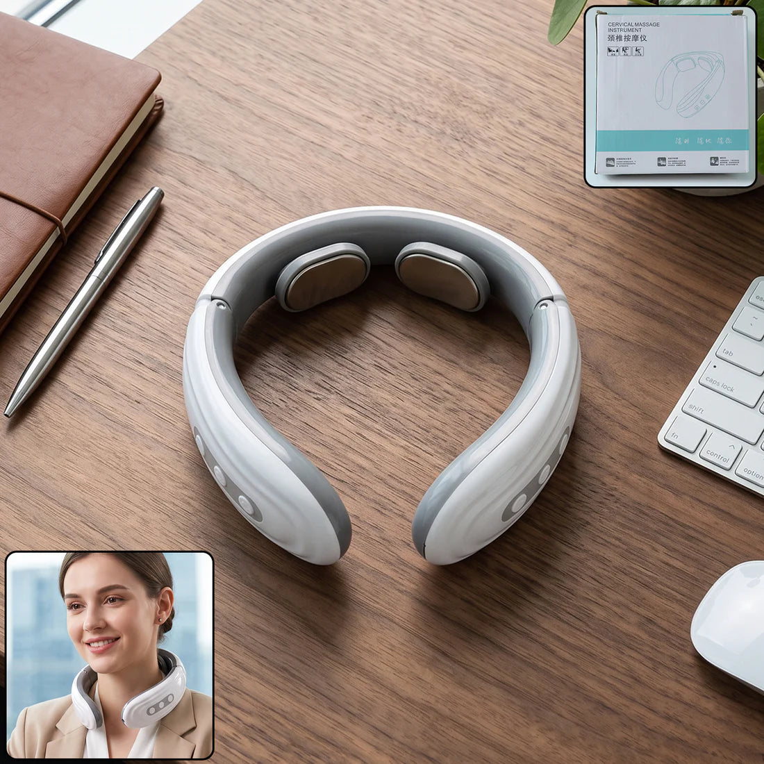 Wireless Electric Neck Massager Cordless Cervical Pulse Massage Device
