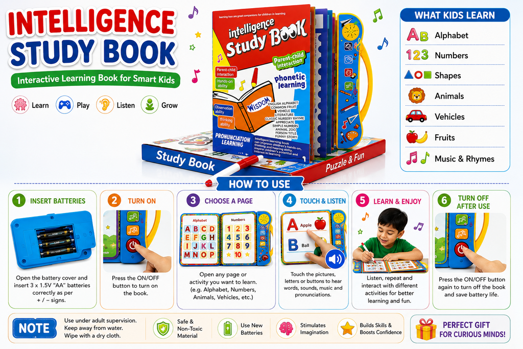 Kids Learning Book – Interactive Musical Alphabets & Numbers