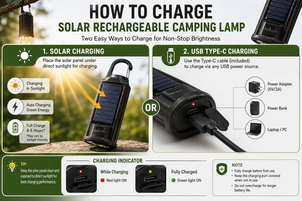 Solar Rechargeable Camping Lamp – Eco-Friendly & Portable Lighting
