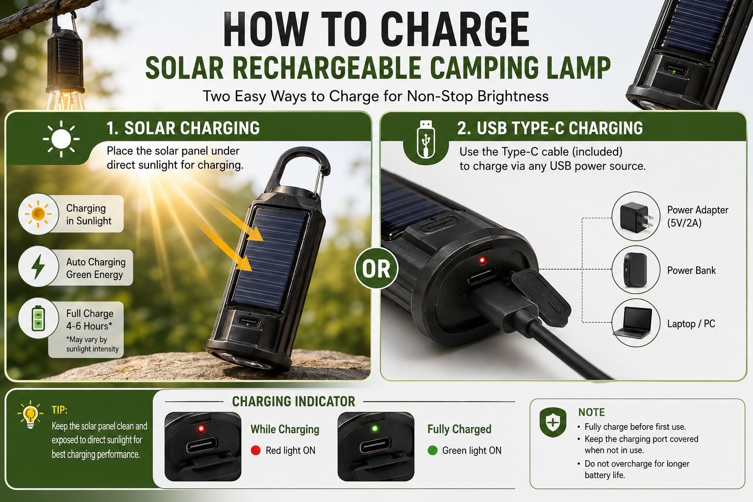Solar Rechargeable Camping Lamp – Eco-Friendly & Portable Lighting