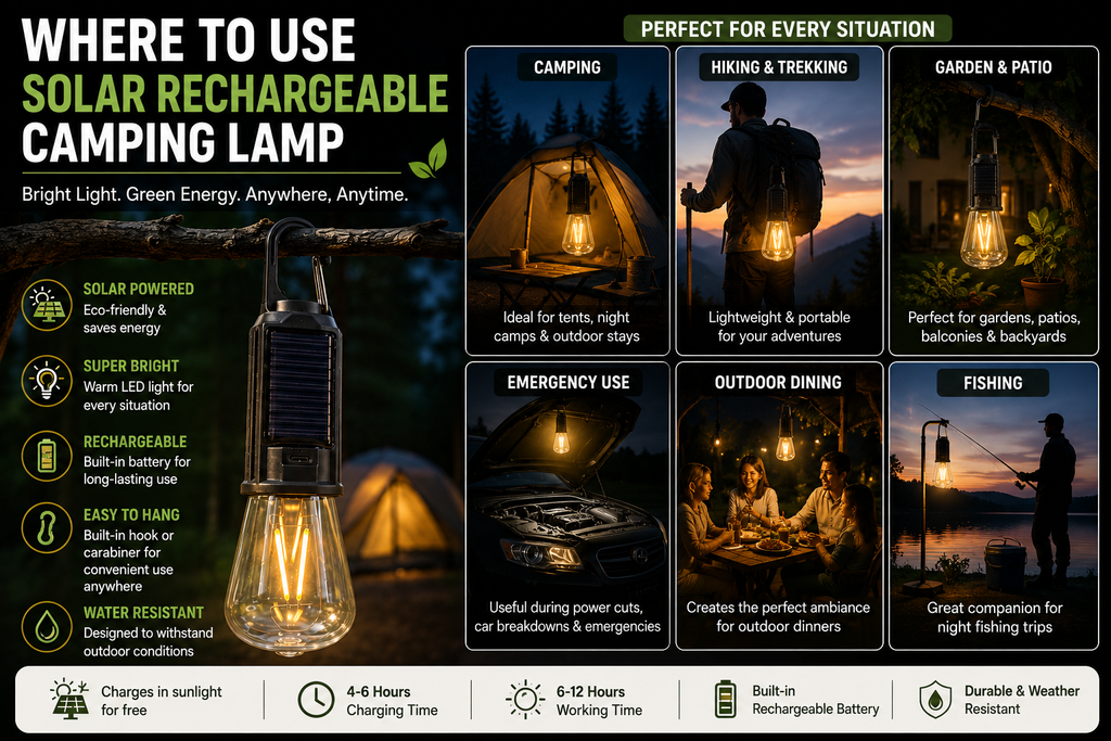 Solar Rechargeable Camping Lamp – Eco-Friendly & Portable Lighting