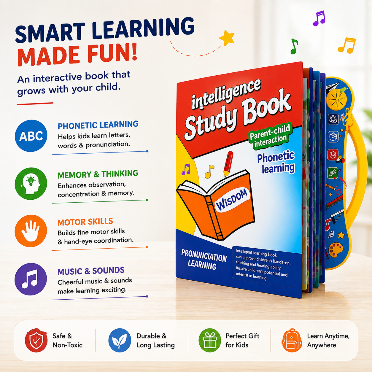 Kids Learning Book – Interactive Musical Alphabets & Numbers