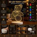 3D Teddy Bear Night Lamp with Heart – LED Illusion Table Lamp