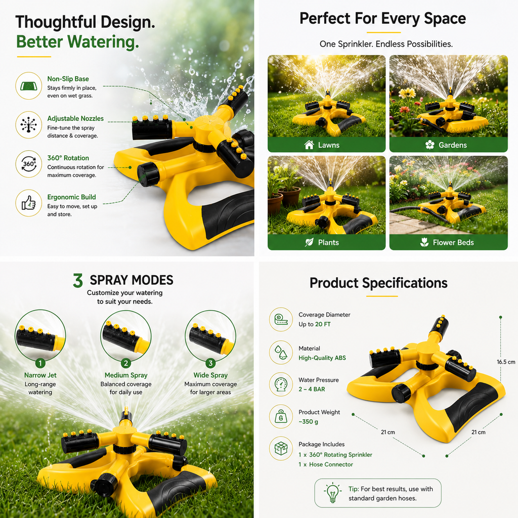 SprayMate Pro Lawn Sprinkler - 1 Year Warranty