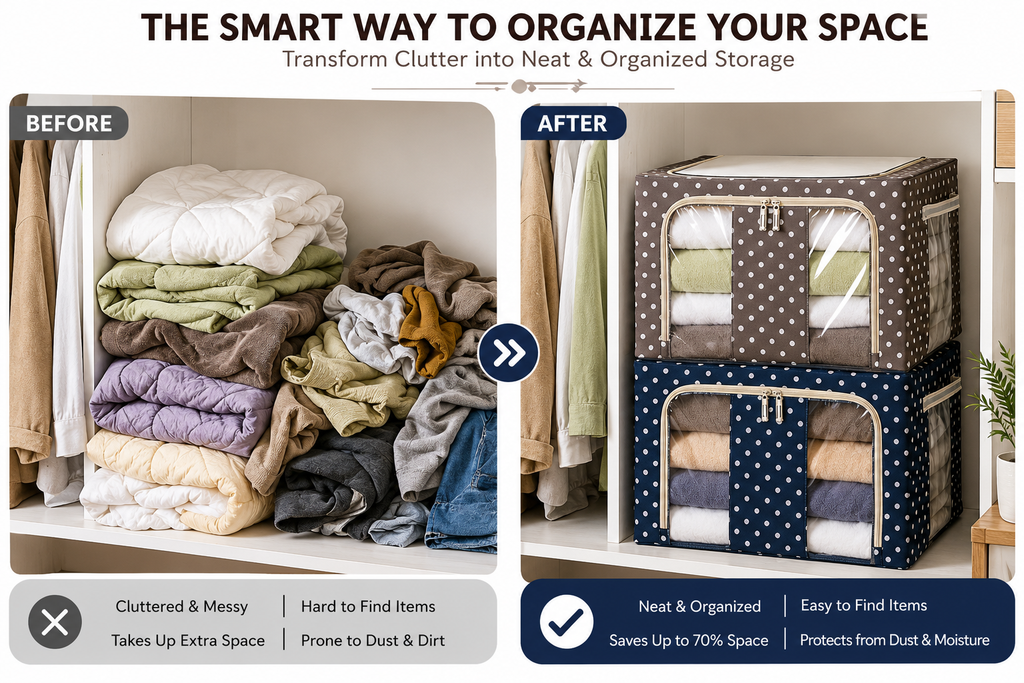 Clothes Organizer for Wardrobe, for Clothes with Zip - 66 Litre