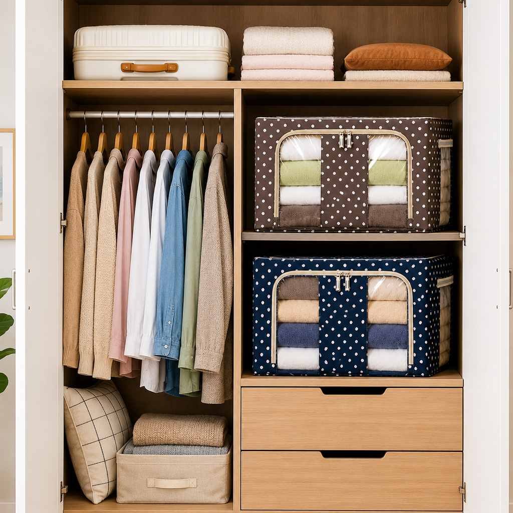 Clothes Organizer for Wardrobe, for Clothes with Zip - 66 Litre