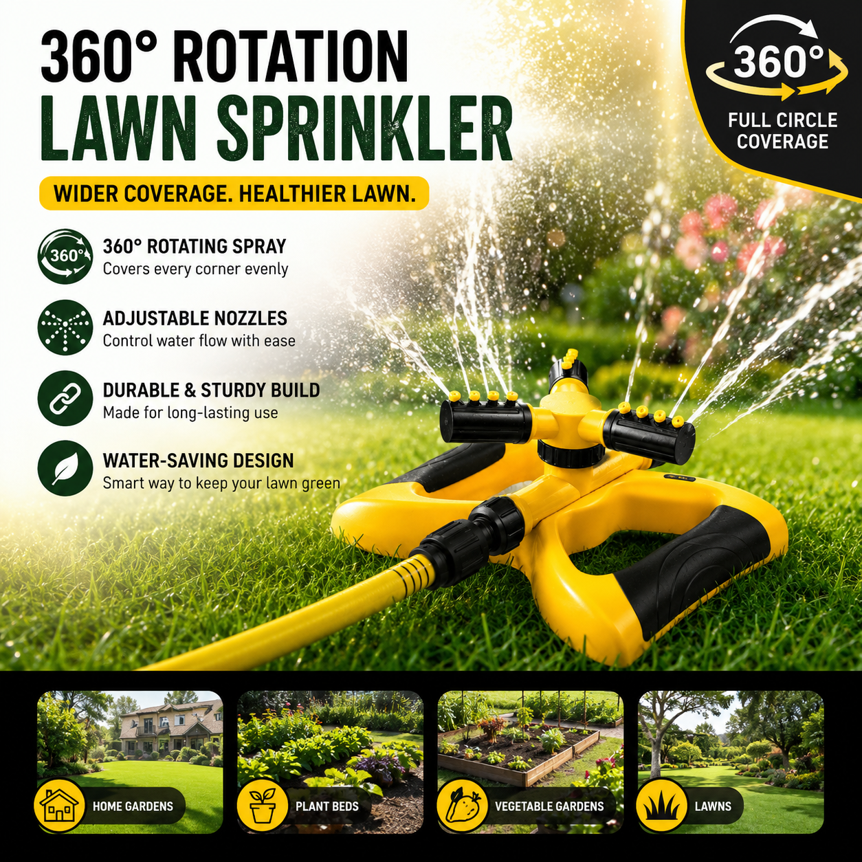 SprayMate Pro Lawn Sprinkler - 1 Year Warranty