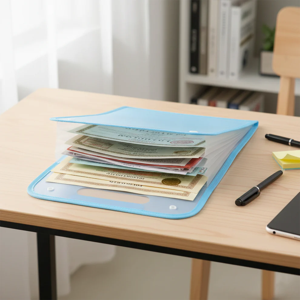 13 Pocket Document File Folder – Expanding Plastic with Handle