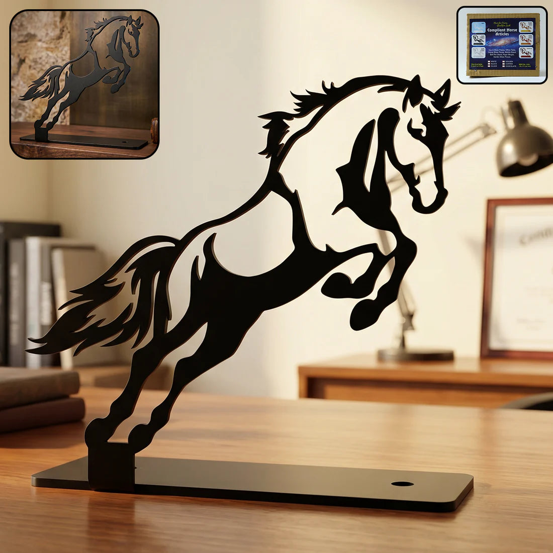 Metal Horse Sculpture – Modern Desk Decor for Sophistication