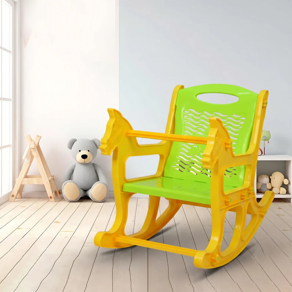 Kids Plastic Horse Rocking Chair, Baby Rocker Seat with Backrest (1 Pc)