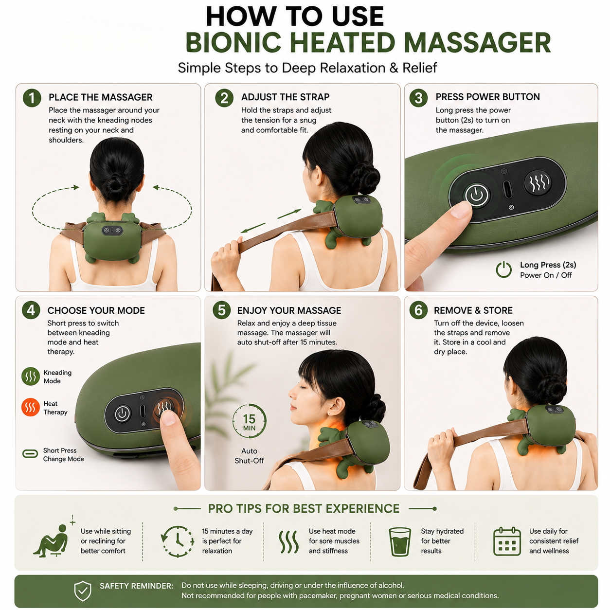 Neck & Shoulder Massager – Rechargeable Kneading with Heat Therapy