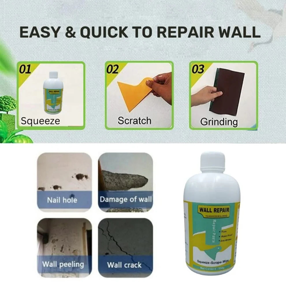 Wall Crack Repair Cream – Waterproof 280g Tube with Nozzle & Scraper