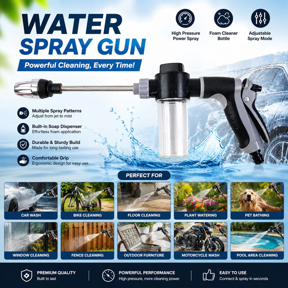 High Pressure Water Spray Gun – Powerful Cleaning Tool for Car & Garden