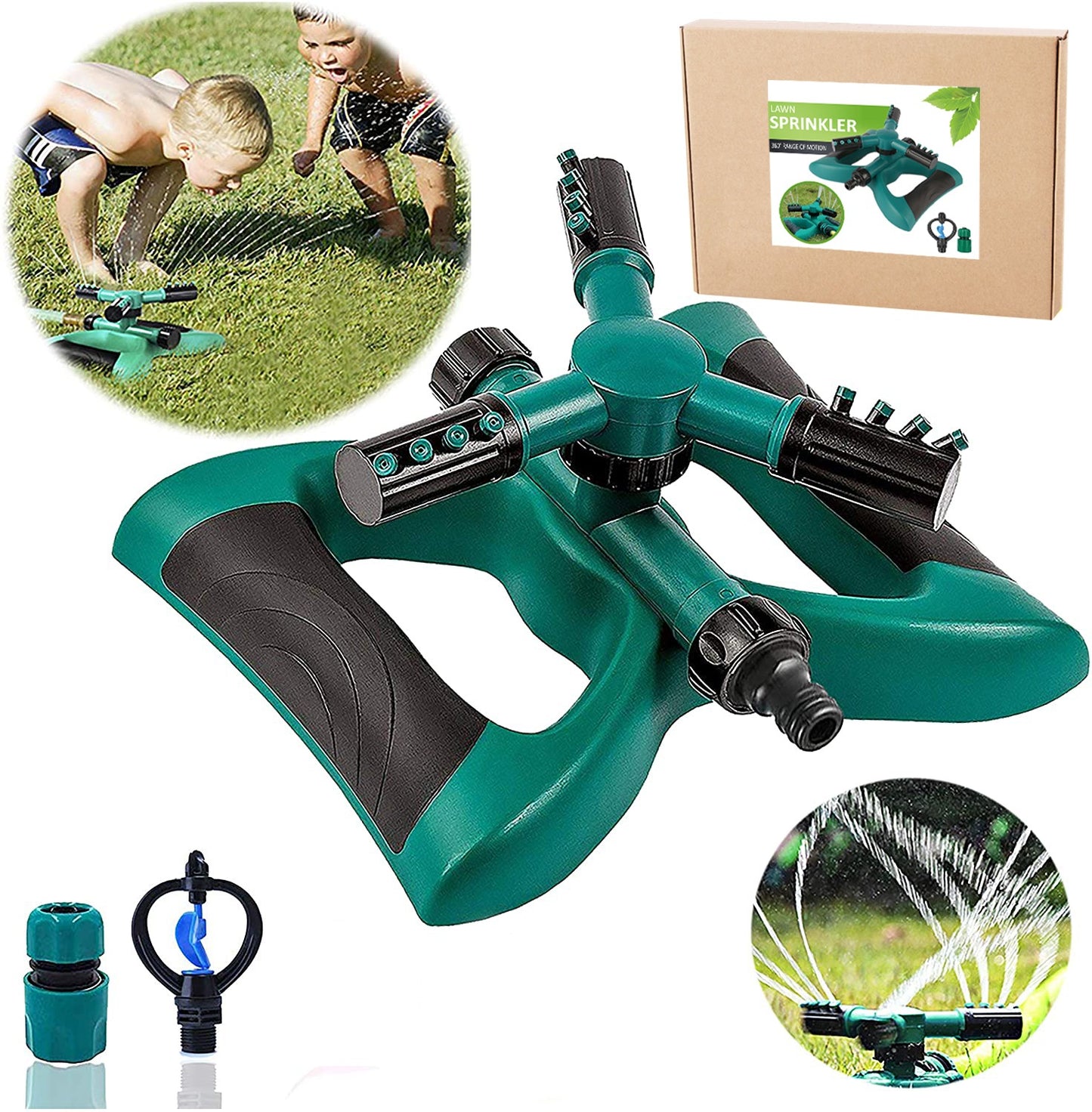 360° Rotation Lawn Sprinkler (1 Year Warranty Card Included Inside)
