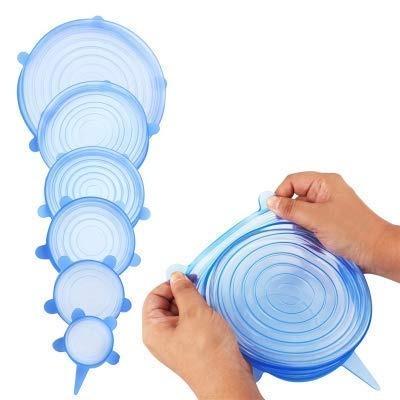 2154 Silicone Stretch Lids Reuseable Microwave Safe Flexible Covers (Set of 6) (Loose Pack) - DeoDap