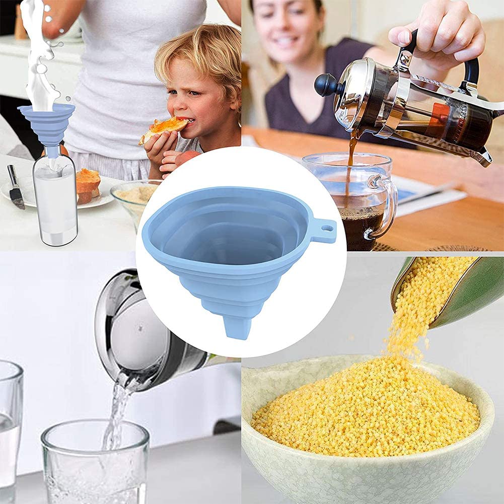 0828 Flexible Silicone Foldable Kitchen Funnel for Liquid/Powder Transfer Hopper Food (Small) - DeoDap